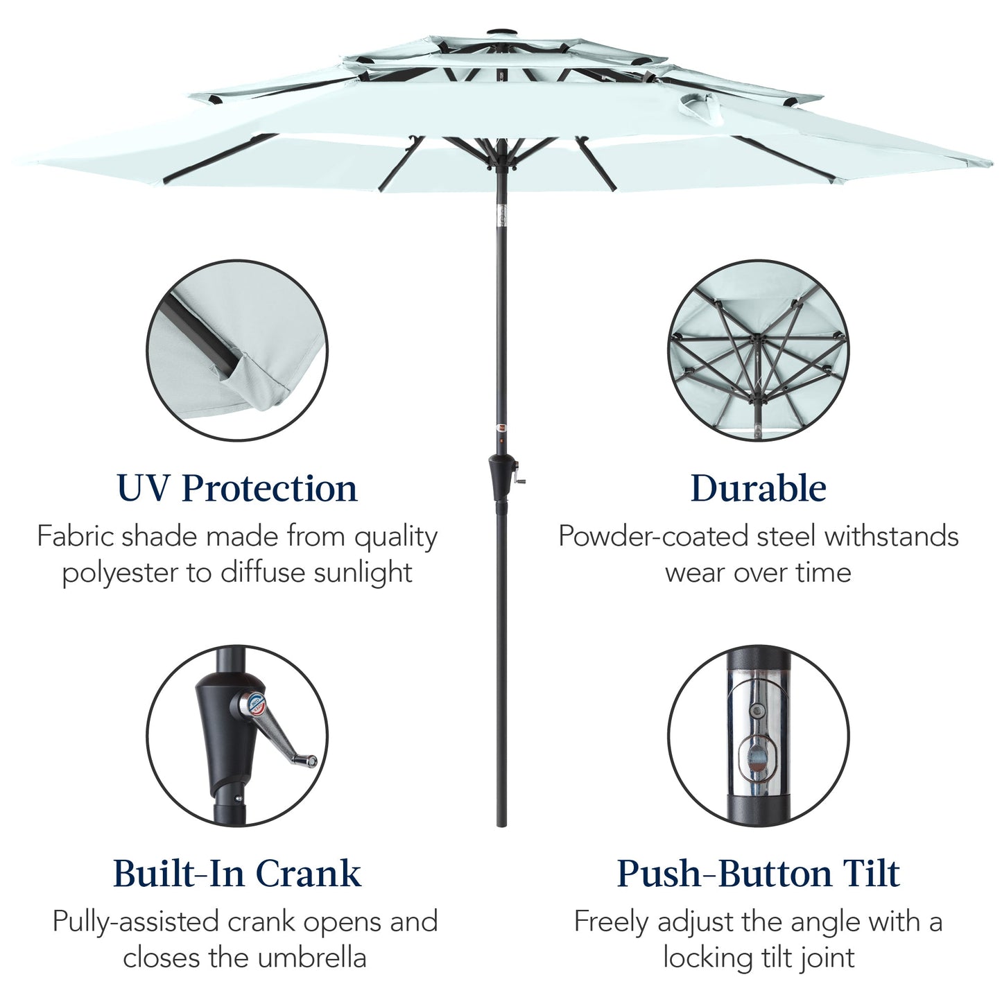 3-Tier Patio Umbrella w/ Tilt Adjustment, Crank - 10ft