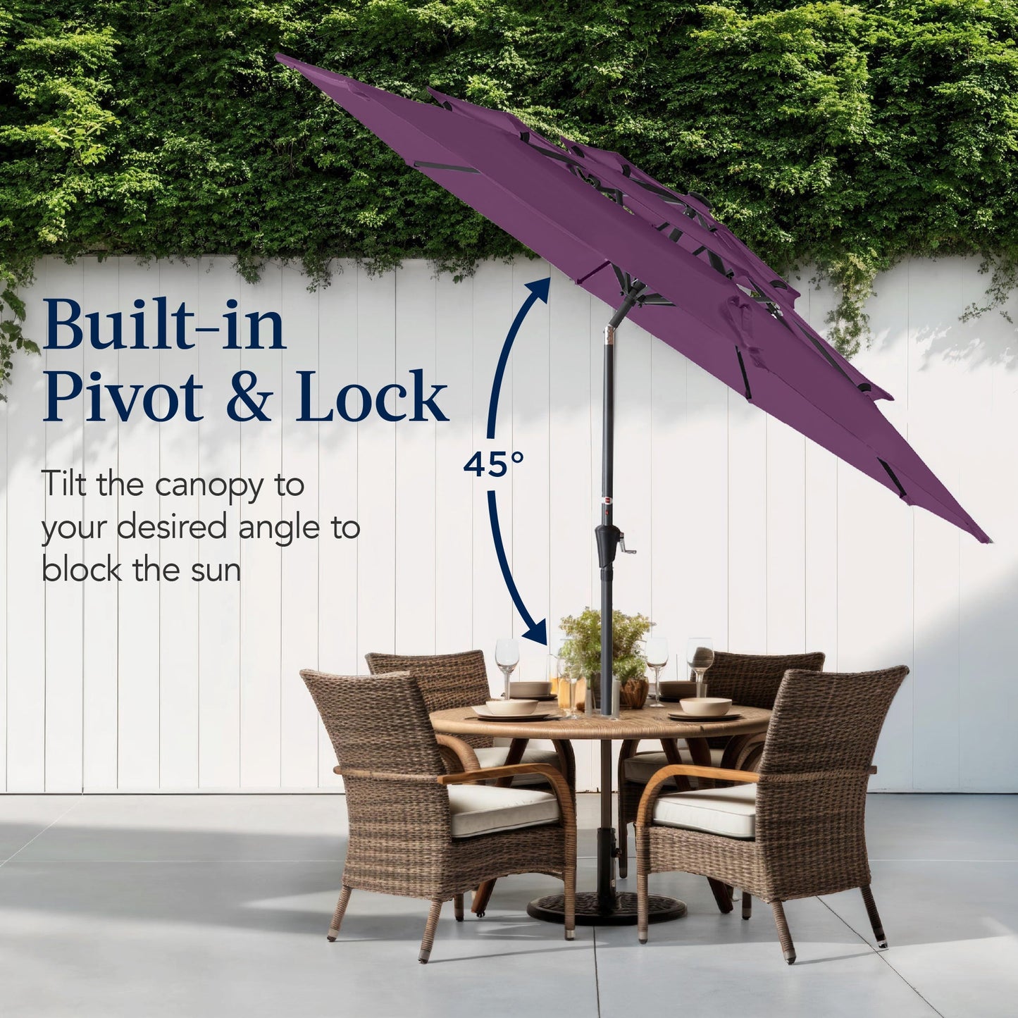 3-Tier Patio Umbrella w/ Tilt Adjustment, Crank - 10ft