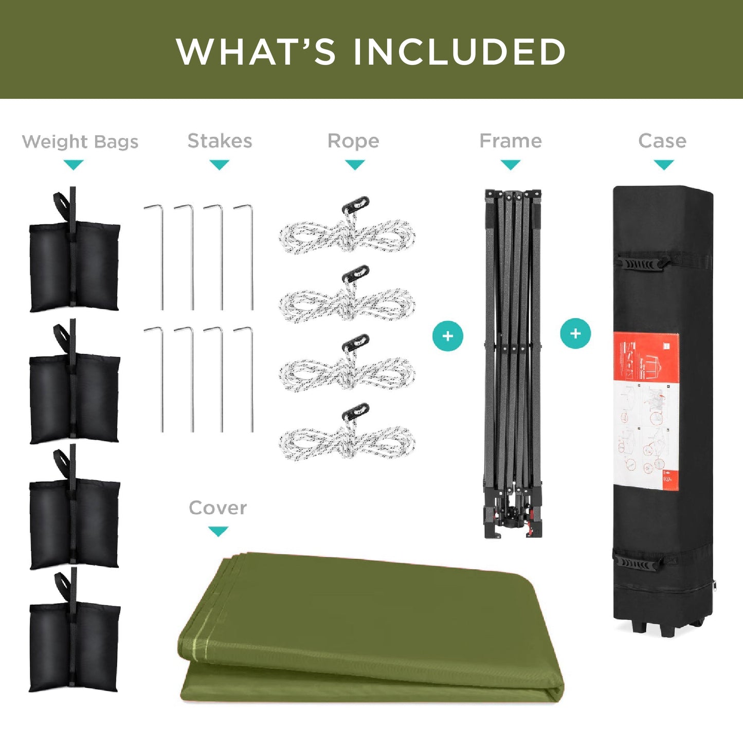 One-Person Setup Instant Pop Up Canopy w/ Case, 4 Weight Bags - 10x10ft