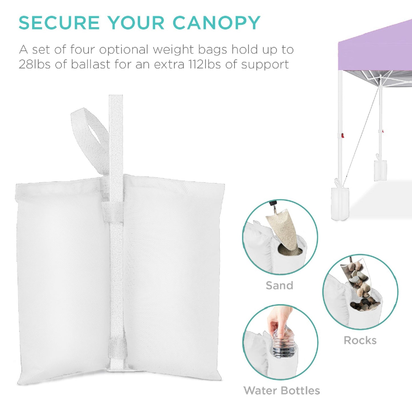 One-Person Setup Instant Pop Up Canopy w/ Case, 4 Weight Bags - 10x10ft