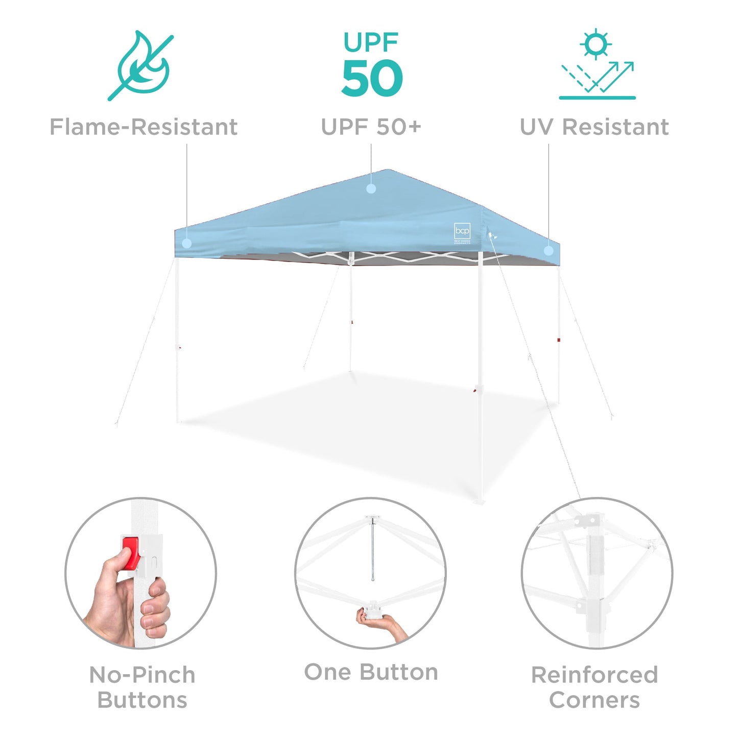 One-Person Setup Instant Pop Up Canopy w/ Case, 4 Weight Bags - 10x10ft