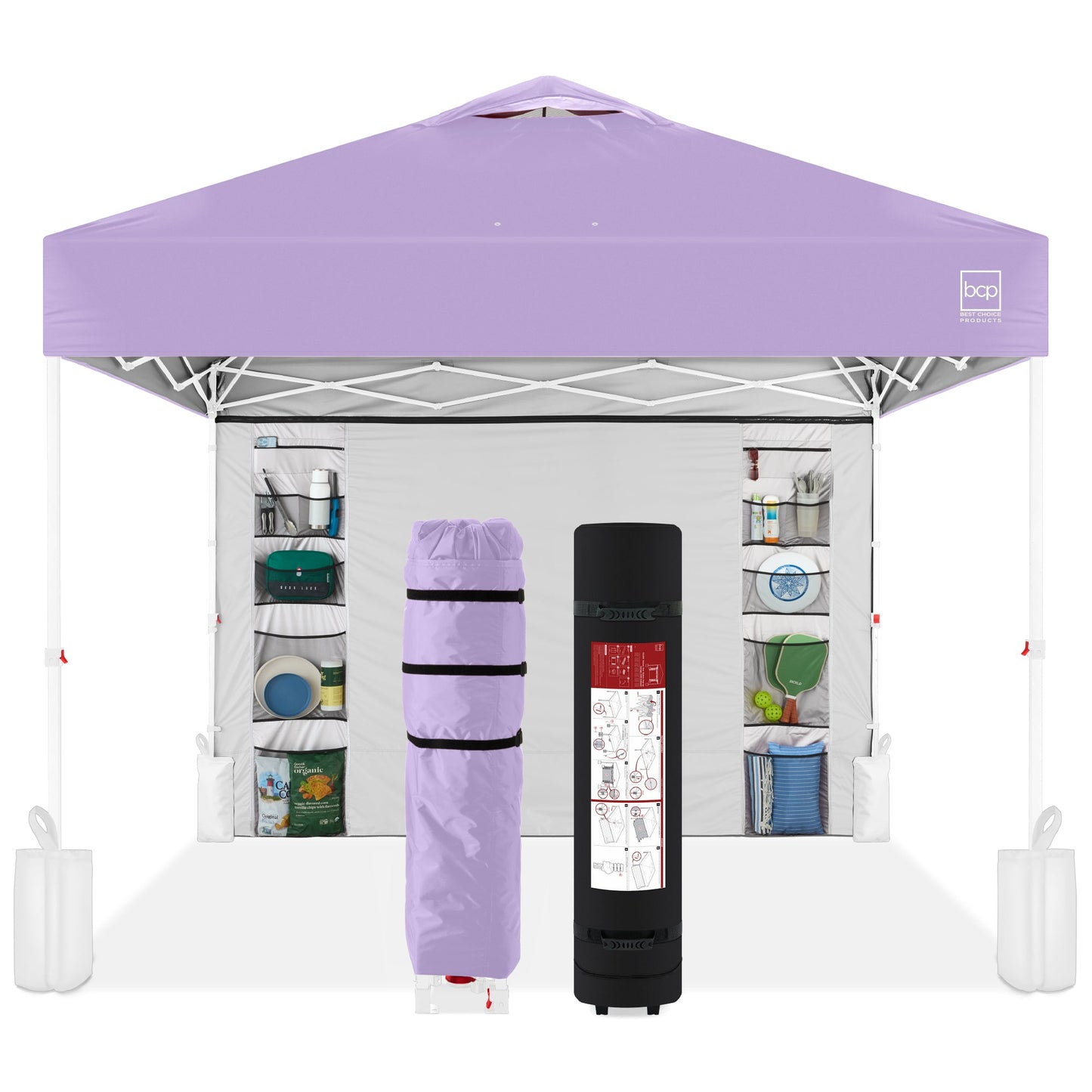 One-Person Setup Instant Pop Up Canopy w/ Side Wall, Carrying Case - 10x10ft