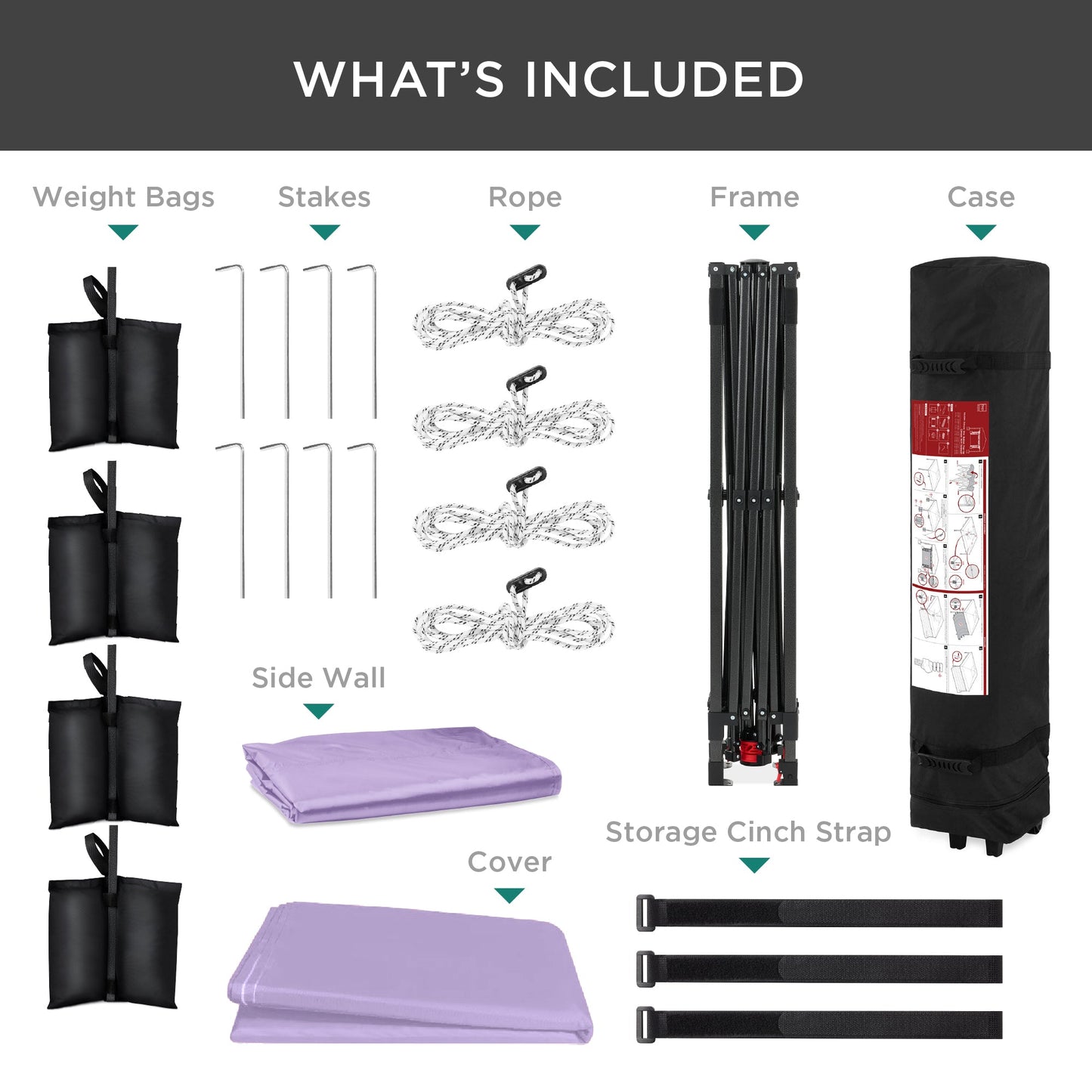 One-Person Setup Instant Pop Up Canopy w/ Side Wall, Carrying Case - 10x10ft