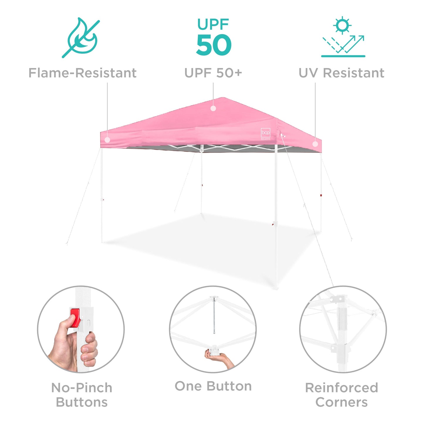 One-Person Setup Instant Pop Up Canopy w/ Case, 4 Weight Bags - 8x8ft