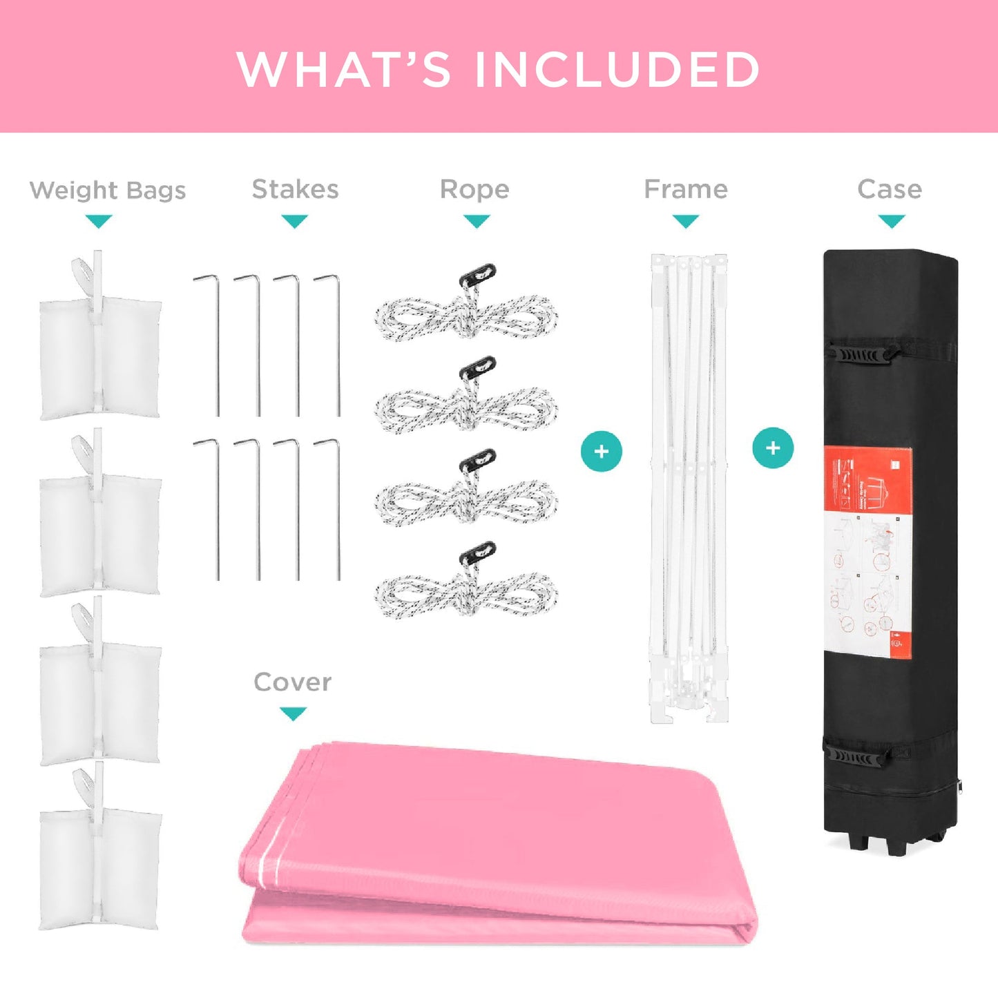 One-Person Setup Instant Pop Up Canopy w/ Case, 4 Weight Bags - 8x8ft