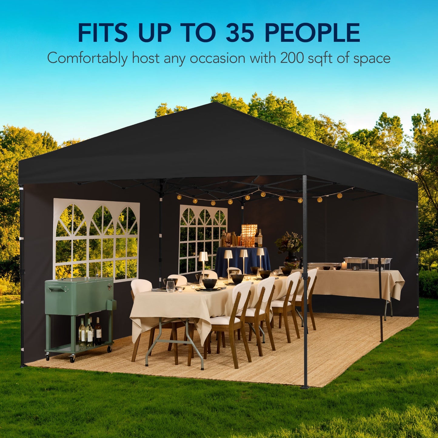 Pop Up Party Tent Canopy w/ 1-Button Easy Setup - 10x20ft