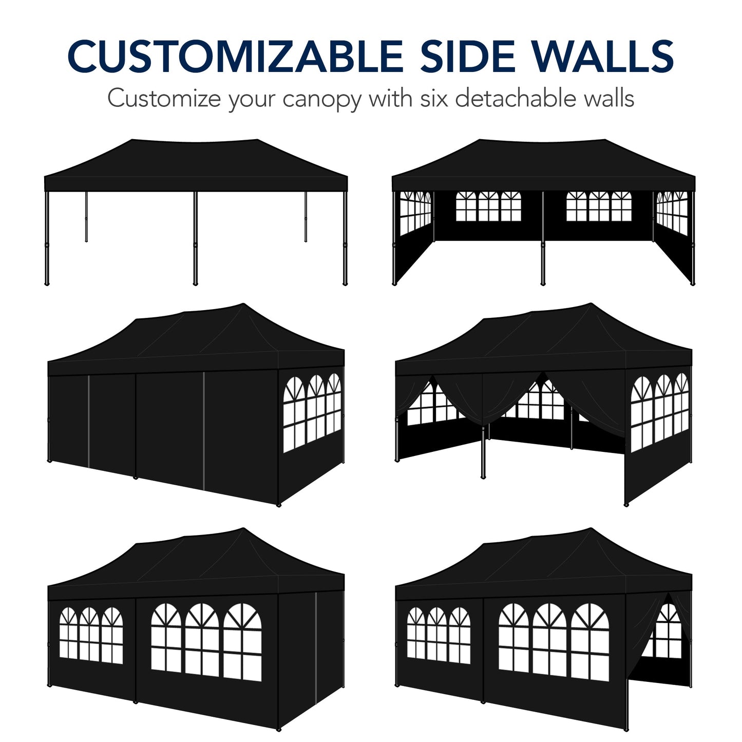 Pop Up Party Tent Canopy w/ 1-Button Easy Setup - 10x20ft