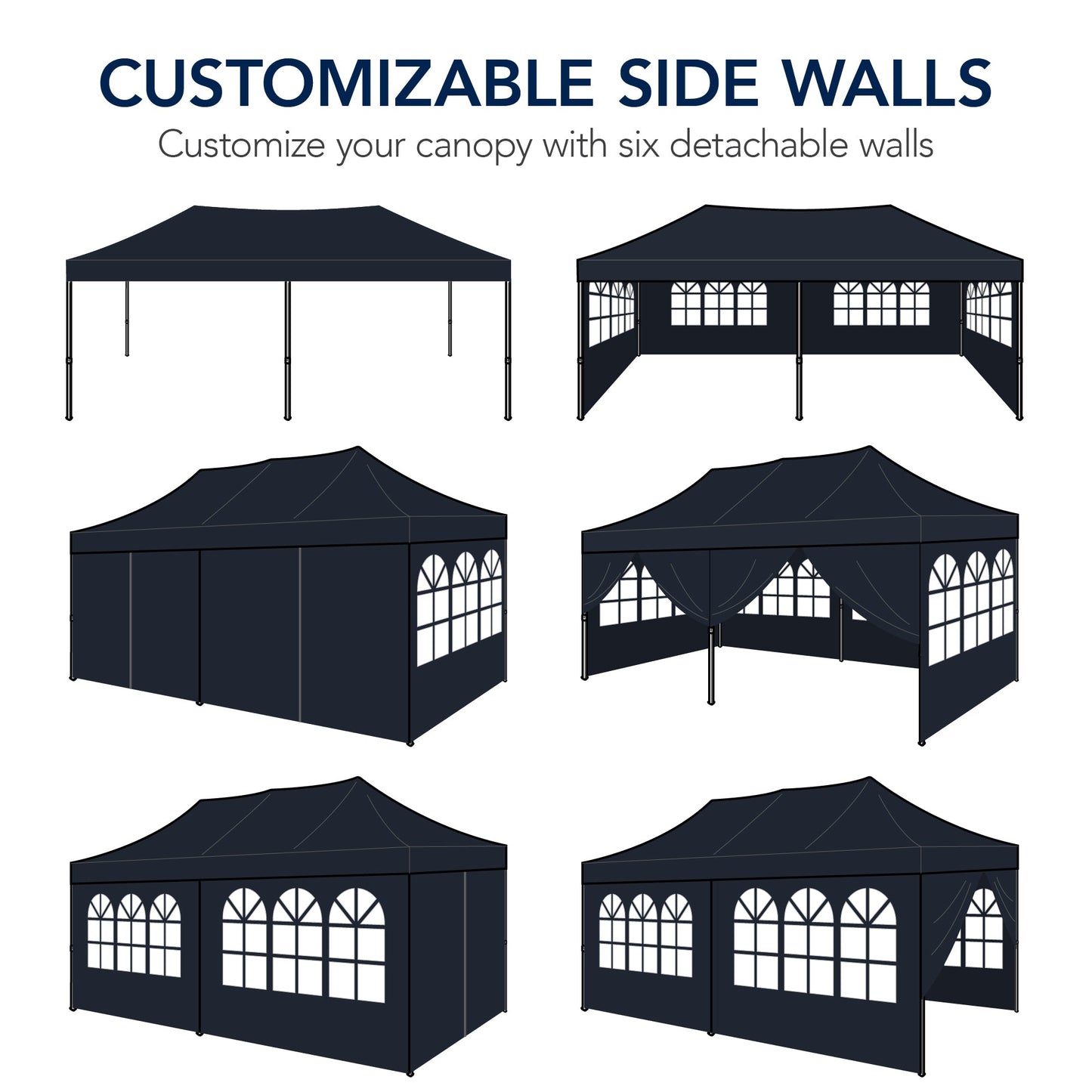 Pop Up Party Tent Canopy w/ 1-Button Easy Setup - 10x20ft