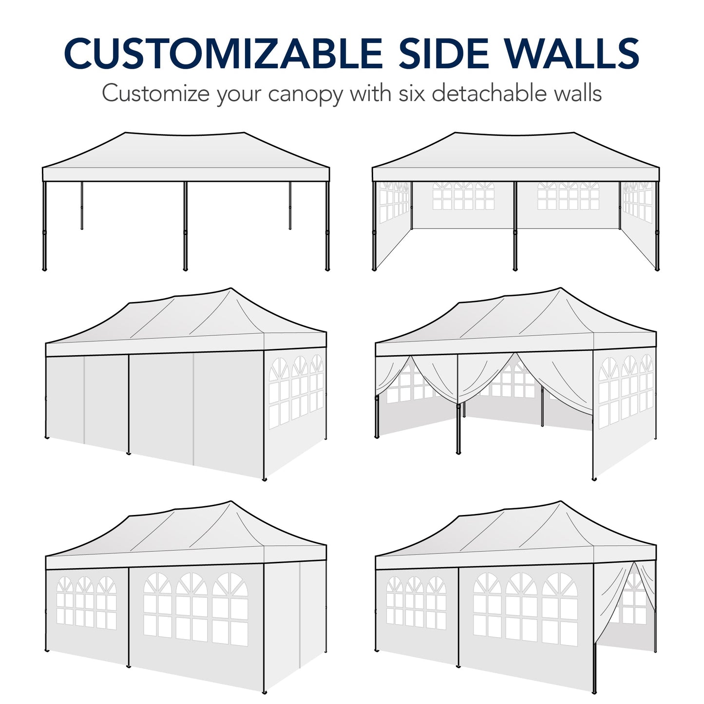 Pop Up Party Tent Canopy w/ 1-Button Easy Setup - 10x20ft