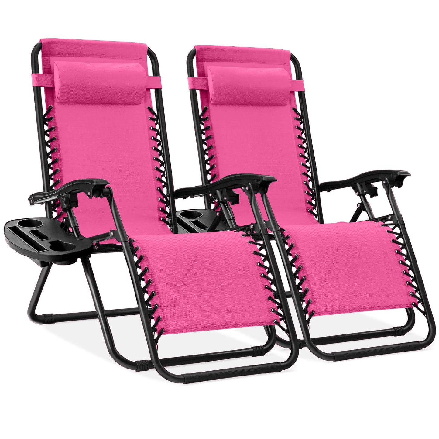 Set of 2 Adjustable Zero Gravity Patio Chair Recliners w/ Cup Holders