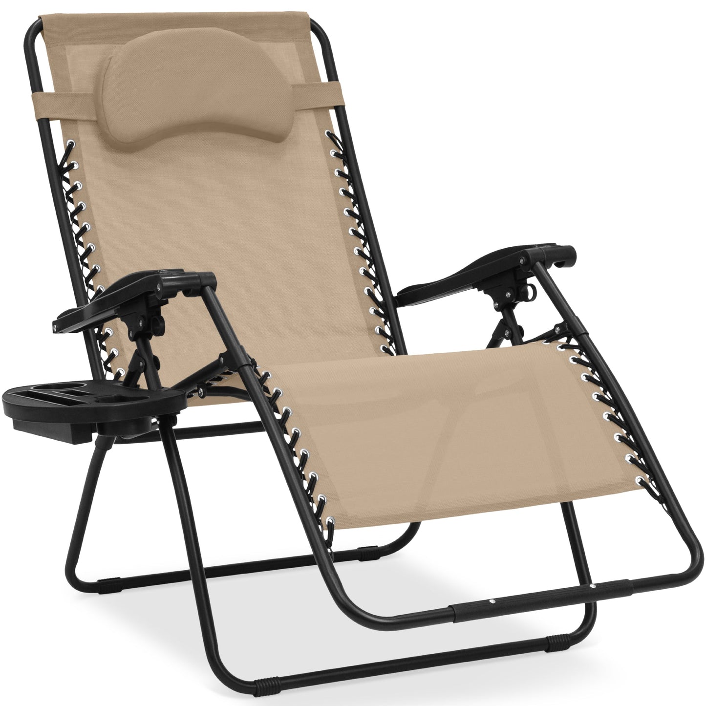 Oversized Reclining Zero Gravity Chair Lounger w/ Cup Holder, Pillow
