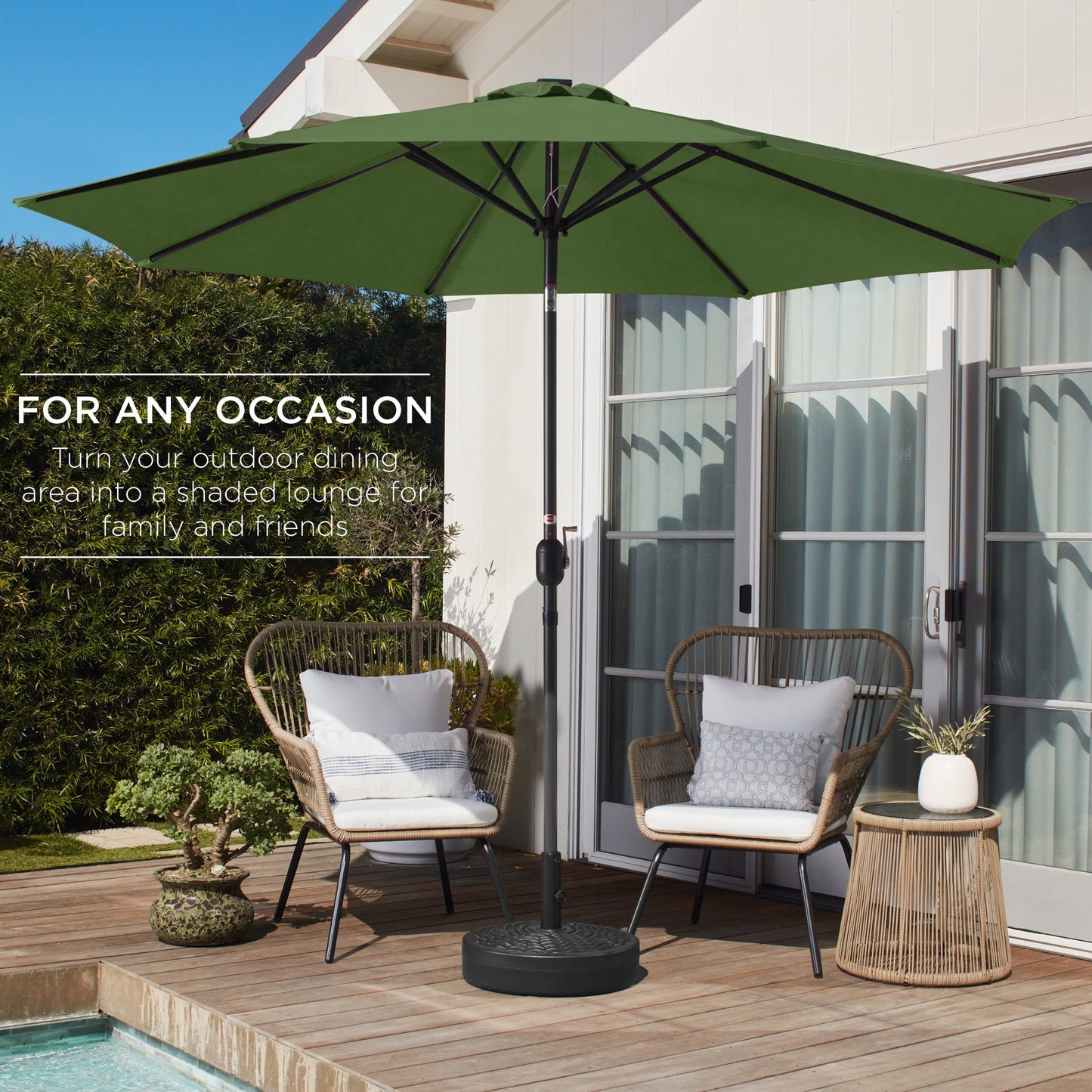 Outdoor Steel Market Patio Umbrella Decoration w/ Tilt, Crank Lift - 10ft