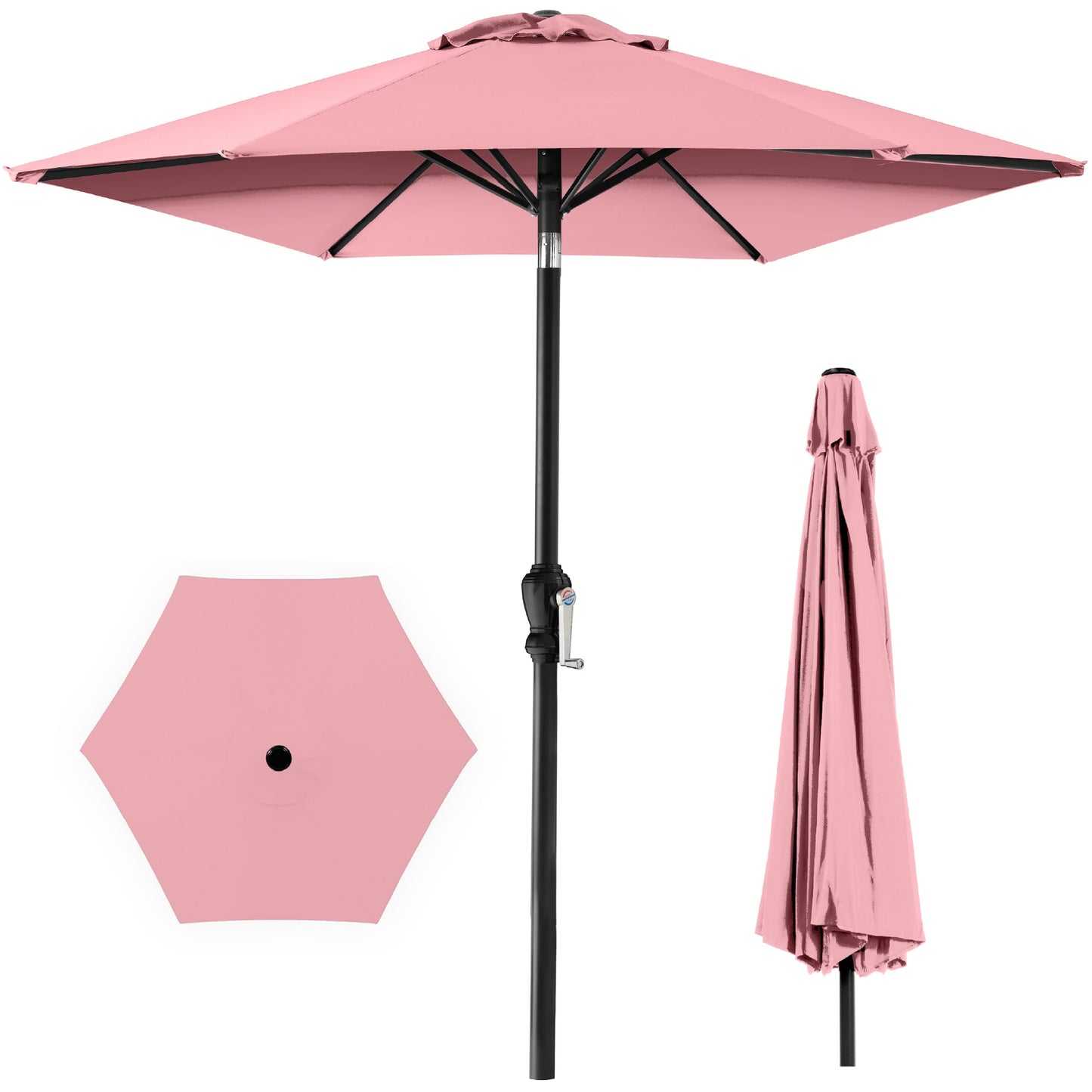 Outdoor Steel Market Patio Umbrella Decoration w/ Tilt, Crank Lift - 10ft