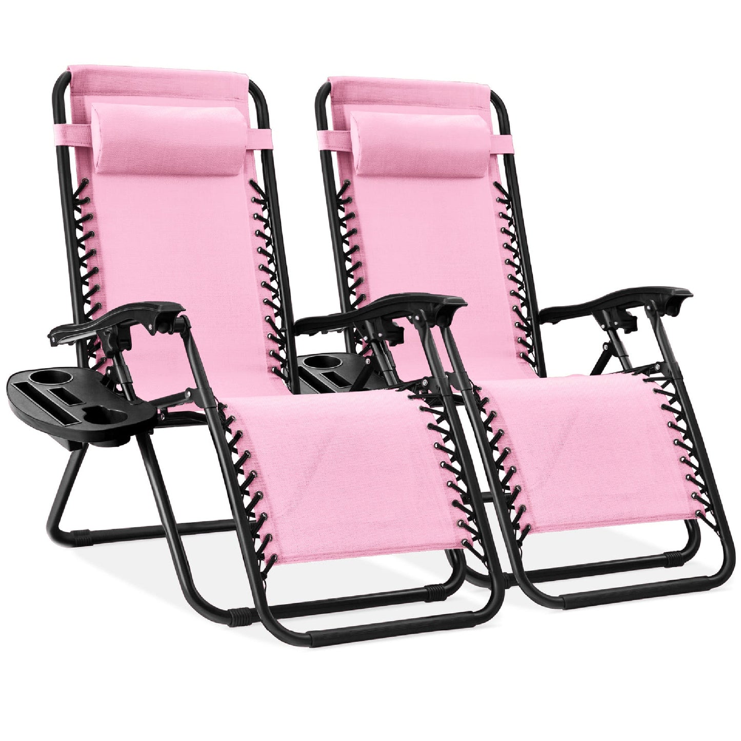 Set of 2 Adjustable Zero Gravity Patio Chair Recliners w/ Cup Holders