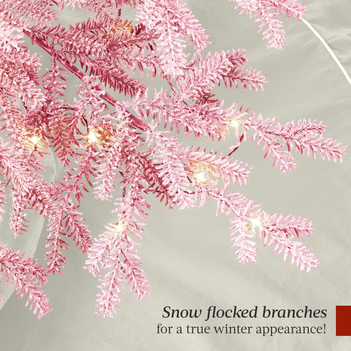 Pink Pre-Lit Sparse Flocked Christmas Tree w/ 2-in-1 LEDs, Cordless Connection