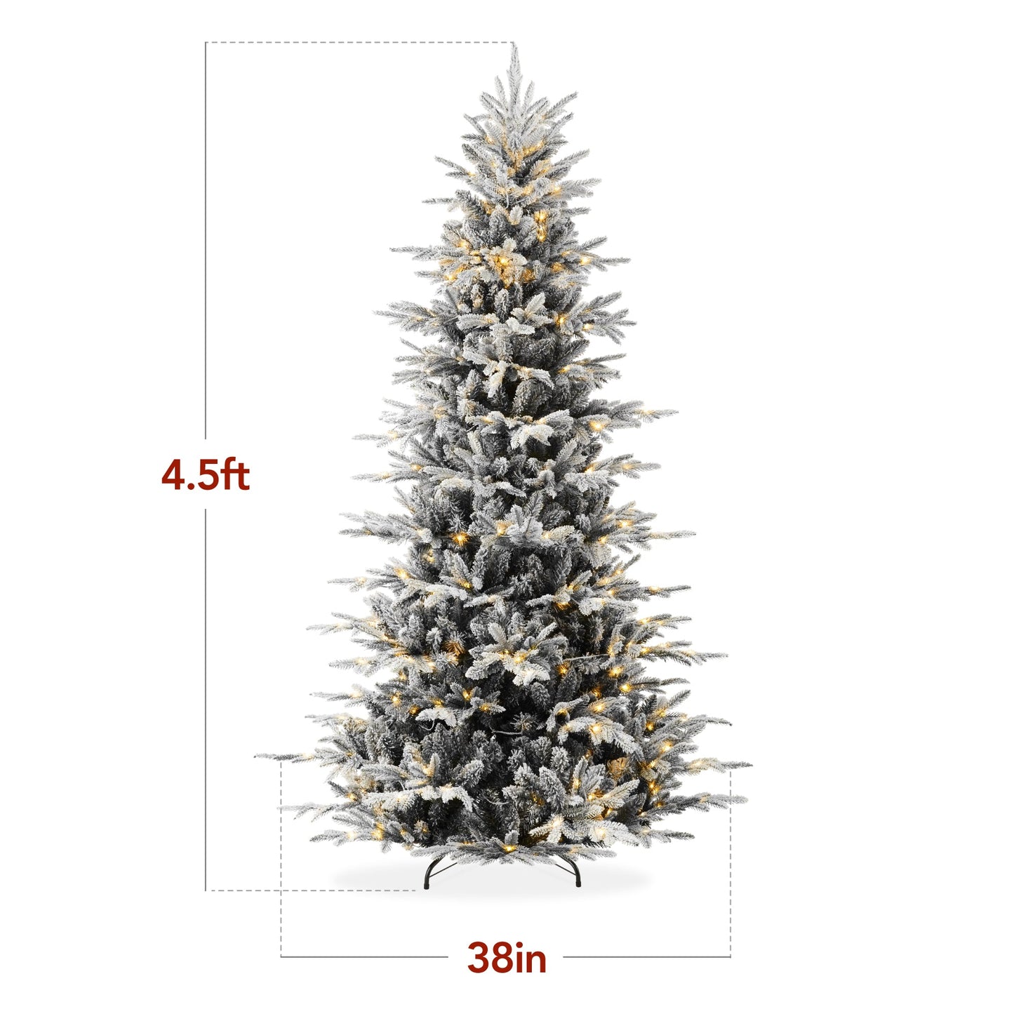 Pre-Lit Flocked Artificial Aspen Noble Fir Christmas Tree w/ Metal Stand