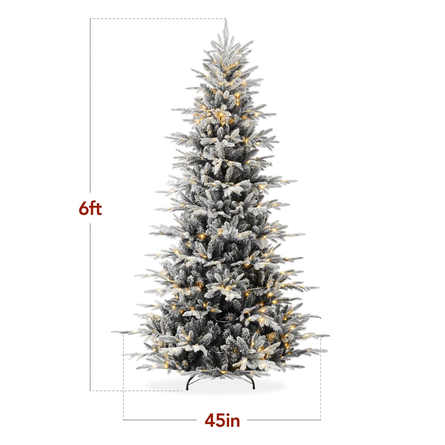Pre-Lit Flocked Artificial Aspen Noble Fir Christmas Tree w/ Metal Stand