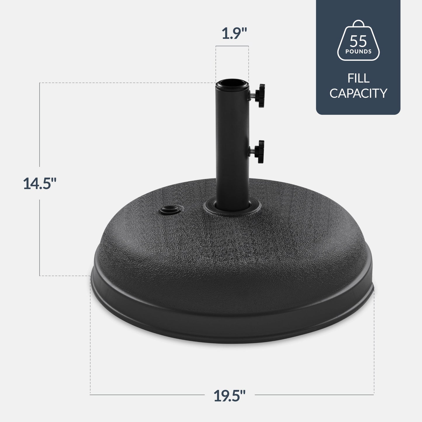 Plastic Patio Umbrella Base Pole Holder Accessory w/ Adjustable Knob