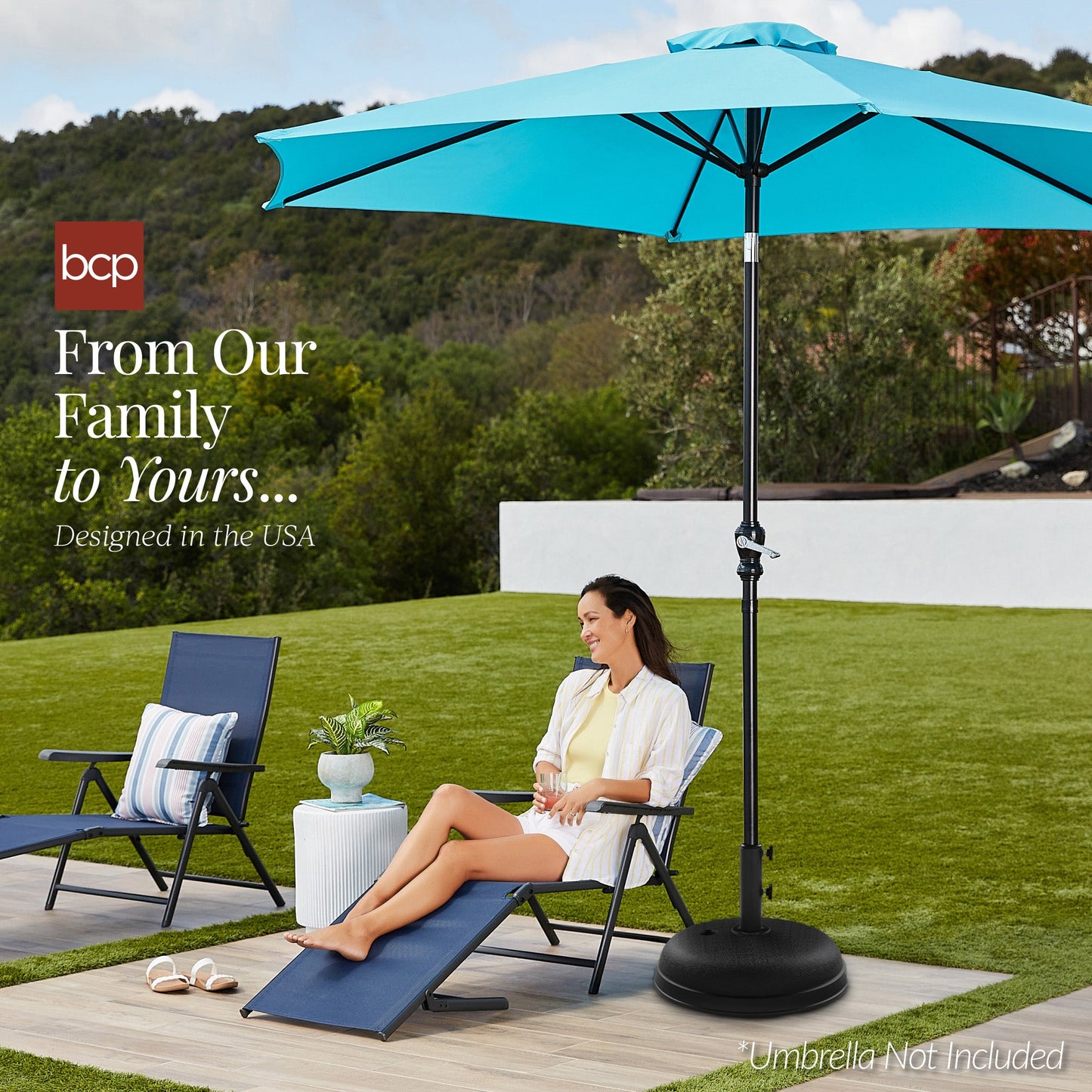 Plastic Patio Umbrella Base Pole Holder Accessory w/ Adjustable Knob