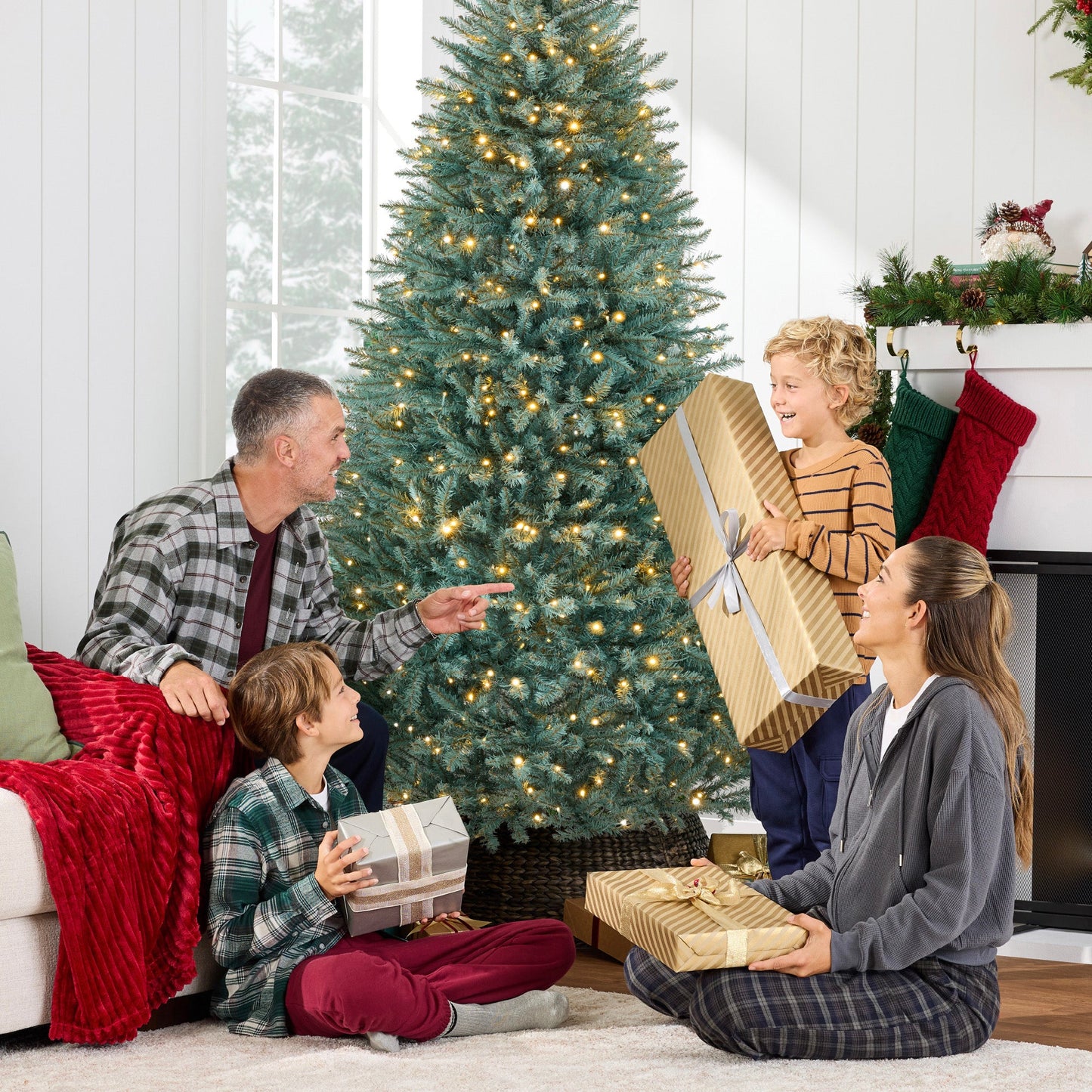 Pre-Lit Premium Artificial Nordic Fir Christmas Tree w/ 2-in-1 Twinkle LEDs